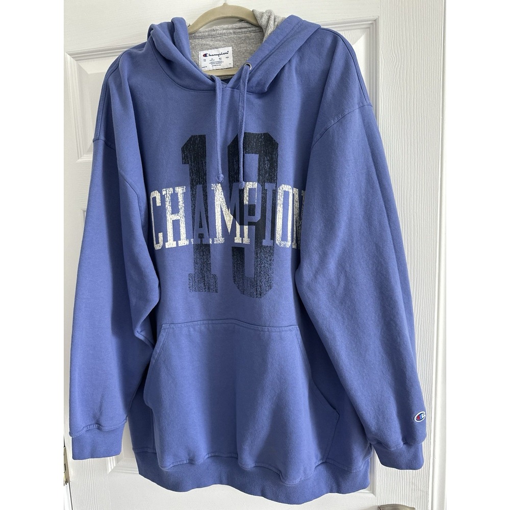 Champion Graphic Pullover Stone Crush Blue Powerblend Fleece Hoodie Men's Sz 3XB